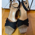 Sam Edelman Nolita Womens 8 Black Tan Weave Platform Sandals Block Ankle Strap Photo 1