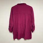 John Mark  Wine V Neck Collared Blouse Medium Photo 4