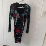 Black Halo  Ruched Midnight Floral Bodycon Dress size 6 Photo 3