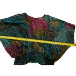 Cache Luxe Womens Cape Sleeve Top Size S Boho Multicolor Sheer LIned Sequin Green Photo 6