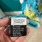 Charming Charlie  blue accent scarf with silver threading Photo 3
