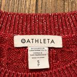 Athleta Crossroads Crew Sweater Small Decadent Red Metallic Knit Top Holiday Photo 3