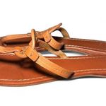 Tory Burch  Miller Leather Thong Sandals Women’s Size 8.5 Tan Logo Cutout Flats Photo 2