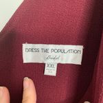 Dress the Population Burgundy Alicia Mixed Media Midi Dress Photo 6