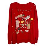 Rare Vintage Christmas Bear Holiday Sweater All Over Print Double Sided Santa Red Size 2X Photo 1