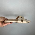 Crown & Ivy Raffia Slide Sandals - Women's 6.5 Tan Woven Slip-On Flats Photo 2