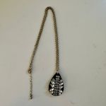 Stunning Gold Necklace with Tortoise Shell and Crystal Pendant! Brand new! Photo 4