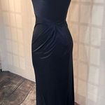 Kurt Thomas liquid blue stretch satin embellished one shoulder cutout gown Size 2 Photo 2