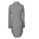 Theory Women’s  silk navy white  striped long sleeve shirt dress size 2 Photo 2