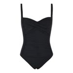 Black Front Twist Ruched Sweetheart Swimsuit Retro Vintage Size Small NWT #4032 Photo 3
