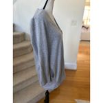 Eileen Fisher  Oversize Light Grey Zip Front V-Neck Long Sleeve Sweatshirt Photo 4