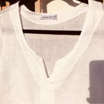 Tempo Paris  Linen Pleated Front Top S/M – Boho Coastal Cottagecore Italy White Photo 1