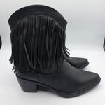 Women's Fringe Boots Western Cowgirl Cowboy Concert Rodeo Size 6 Black Man Made Photo 5