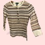 Ralph Lauren Vintage 90s-Y2K Cute creamy coffee stripe henley soft Photo 1