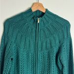 Talbots  ladies cable knit winter green zip up sweater size small cozy cute Photo 3