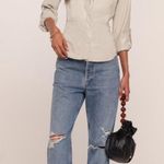 Heartloom Revolve Ivory Faux Leather Top with Open Lace-Up Back NWT XS Photo 3