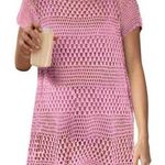 Caracilia Pink Crochet Knit Tunic Top Shirt Dress Size XL Photo 0