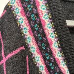 Woolrich Vintage  Woman Sweater size Large Grey Wool Cardigan Plaid Fair Isle Photo 4