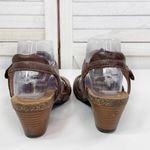 Taos Teezer Cork Sole Strappy Leather Block Heel Sandals Brown 8 Boho Hipster Photo 5