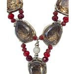  Chicos Y Necklace Gold Red Beads Statement Dangles Adjustable 19" Photo 2