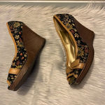 Shiekh  Tan & Black Floral Open Toed Wedge Photo 2