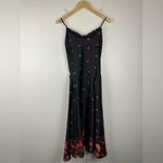 Free People On My Own Floral Satin Smocked Midi Dress Women’s Sz M Black Size M Photo 2