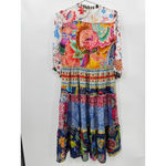 Johnny Was Regia Dress Tiered 100% Silk Boho Midi Floral Paisley Patchwork Small Photo 6