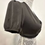 superdown Women’s Charlie Crop Top in Black. Small. Metal Hook & Eye Puff Sleeve Photo 14
