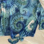 Chico's Vintage  Dandelion Blue Multi-Color Front Bow Double Strap Tie Blouse Photo 3