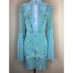 Free People  Women Embroidered Mini Bell/Sl  Dress Sz 12 Mint green Boho Coquette Photo 6