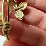 Made In West Germany Matte Gold Tone Flower Faux Pearl Brooch Pin Photo 6