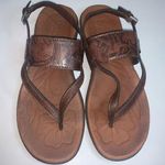 b.o.c. Women's Brown Slingback Sandals Size 7M Floral Engraved Flats Photo 0