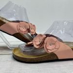 Autenti Pale Pink Genuine Leather Flowers Flip Flop Thong Sandals Size 39 US 8.5 Photo 0