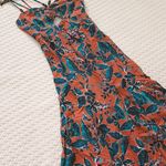Jason Wu NWOT  Terracotta Cutout Floral Midi Dress Beaded Smocked Vacation Size L Photo 2
