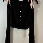 NWT Dazy Cold Shoulder Top Long Sleeve Pink Bows Black Blouse Casual Y2K Size M Size M Photo 0