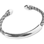 Boutique NEW Solid Unisex Braided Bar 925 Sterling Silver Cuff‎ Bracelet, Adjustablee Photo 0