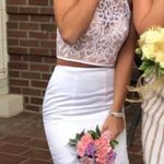 Rachel Allen White Two Piece Prom / Wedding Dress Photo 3
