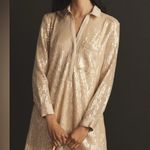 Anthropologie ’s Pilcro Longsleeve Sequin Mini Shirt Dress in Ivory - New! Photo 1