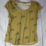 Anthropologie Pilcro Palm Tree Print Mustard T-Shirt Size S Photo 0