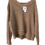 American Eagle AE Cotton Long Weekend V-Neck Sweater Heather Tan Sand NWT Medium Photo 1