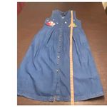 Jane Ashley Vintage Christmas Holiday Party Dress Denim Embroidered Santa Tree Sz Petite Med Photo 4