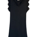 Rosemunde Black Lace Scalloped Trimmed Fitted Ribbed Tank Top Women Sz L Size L Photo 0
