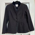 W By Worth Vintage  Black Wool Blazer Velvet Trim Timeless Classic Size 8P Petite Photo 0