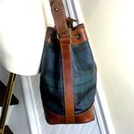 Ralph Lauren  Black Watch Plaid Leather Drawstring Bucket Tote Shoulder Bag Photo 10