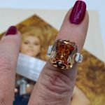 Champagne Cz Rhodium Brass Ring Size 5 Photo 3