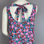 Loft Floral Dress Daisy Print Flounce Sleeveless Tie Back Size Medium Scoop Back Photo 9
