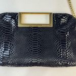 Michael Kors MK Black Python Snake Print Embossed Patent Leather Berkeley Clutch Photo 1