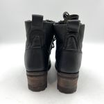 Ash Black Leather Lug Sole Boots Lace Up Moto Ankle Booties Photo 6