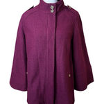 Chico's  Purple Zip Up Jacket Size 1 US M Long Sleeve 100% Wool Casual Classic Photo 0