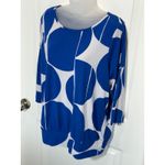 Susan Graver  Blue White Abstract Circle Print 3/4 Sleeve Top Women Size M Photo 6
